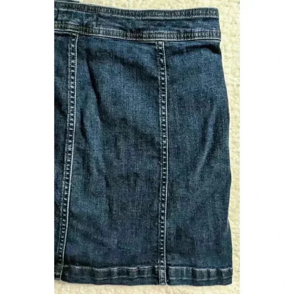 Madewell Dark Wash Denim Mini Skirt Button Front A-Line Cotton Stretch Size 10 - Picture 11 of 12